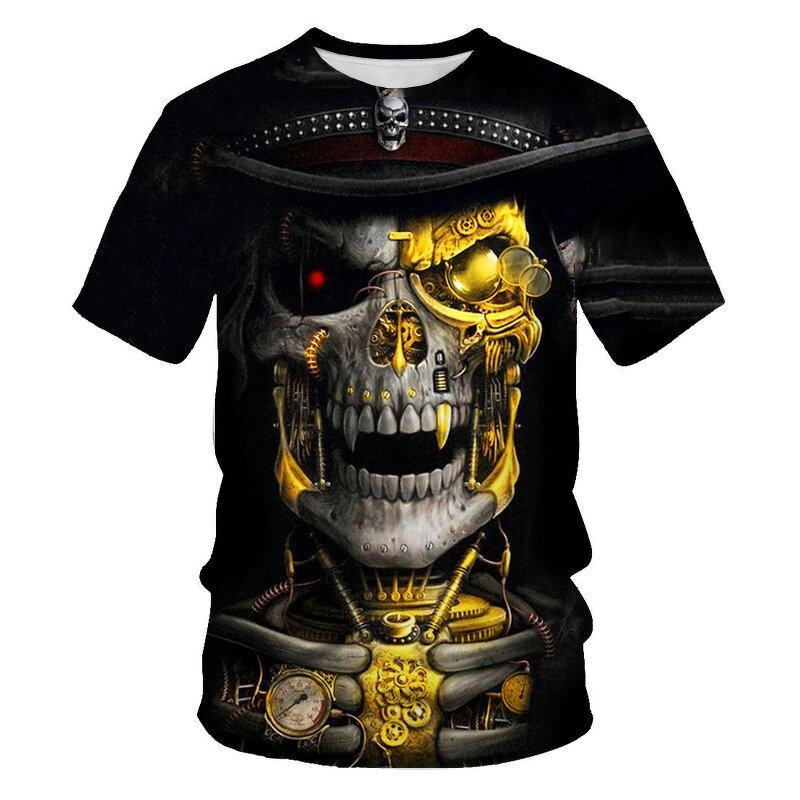 New Hot Men Summer 3d Printing T Shirt Street Fashion Models Love Fashion Skull T Shirt  Graphic Skull Short Sleeve Tees