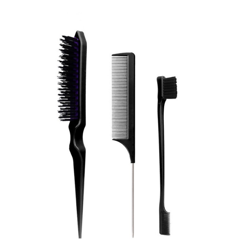 Hair Styling Comb Set Teasing Hair Brush Rat Tail Comb Edge Brush Back Brushing for Women