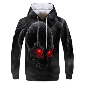 Wholesale Hoodies Men Skull 3D Graphic Print Sweatshirts Pullover Tops With Pocket