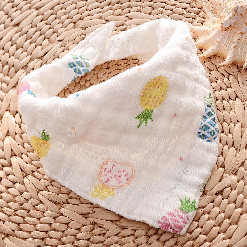 8 Layers 100% Organic Cotton Bandana Drool Bibs Soft and Absorbent Triangle for Boys & Girls Square Scarf & Handkerchiefs