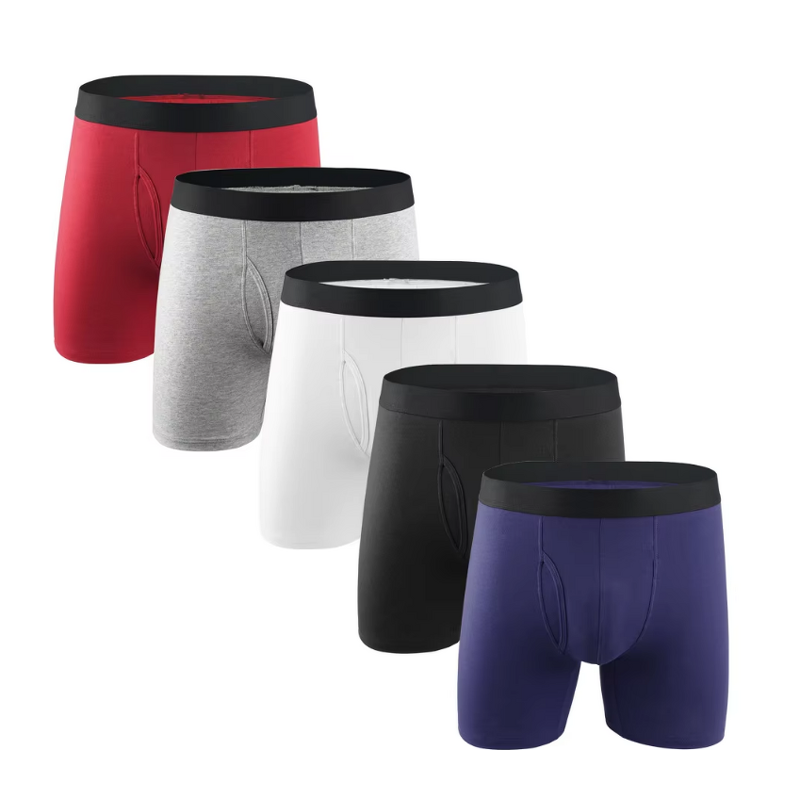 Men's One-Step Service Breathable Boxer Briefs Quick Dry Anti-Bacterial Solid Color Eco-Friendly Anti-Static Cotton Prints
