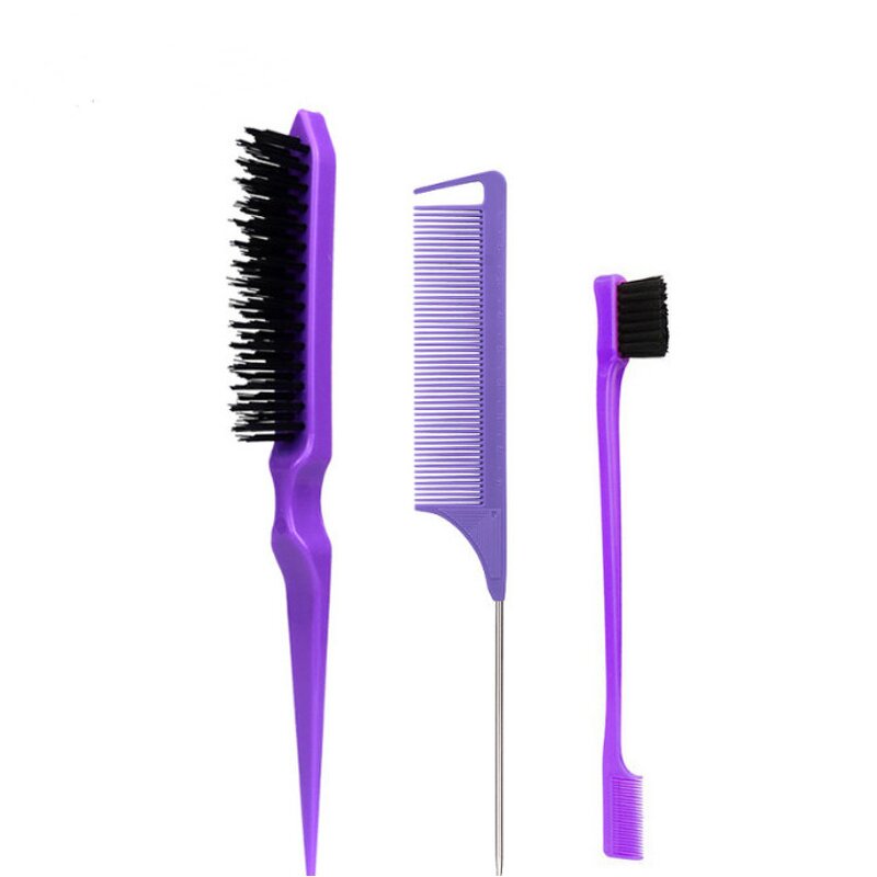 Hair Styling Comb Set Teasing Hair Brush Rat Tail Comb Edge Brush Back Brushing for Women