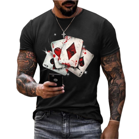 Cheap Premium Streetwear Bulk 100% Polyester Cheap Wholesale Poker Card T Shirt With Customized Logo