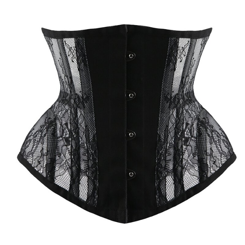 Hot Sale Fashion Wholesale Lace up Shapewear Underbust Black Waist Trainer 26 Steel Boned Clasped Corset
