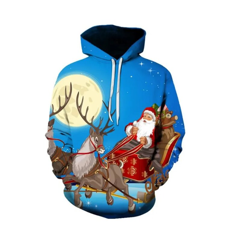 Men's Hoodies Christmas Snowman Printed Autumn Style Women Hooded Sweatshirts Street Trend Leisure Pullover Santa Claus Coat