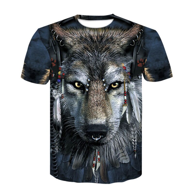 Hot Men Women Short Sleeve T-Shirt Casual 3D Creative Print Crewneck Graphic Tees Wolves Design T-shirt