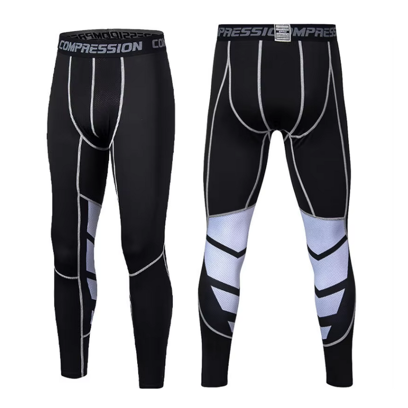 Custom Logo Men's Gym Running Compression Leggings High Waist Elastic Closure Spandex/Nylon Solid Pattern XL Size Gymwear Pants