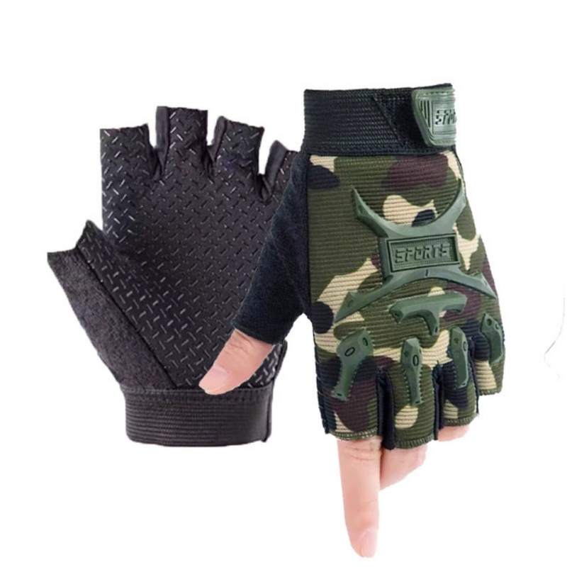 Breathable Polyester Half-Finger Tactical Gloves for Summer Non-Slip Outdoor Fitness Training
