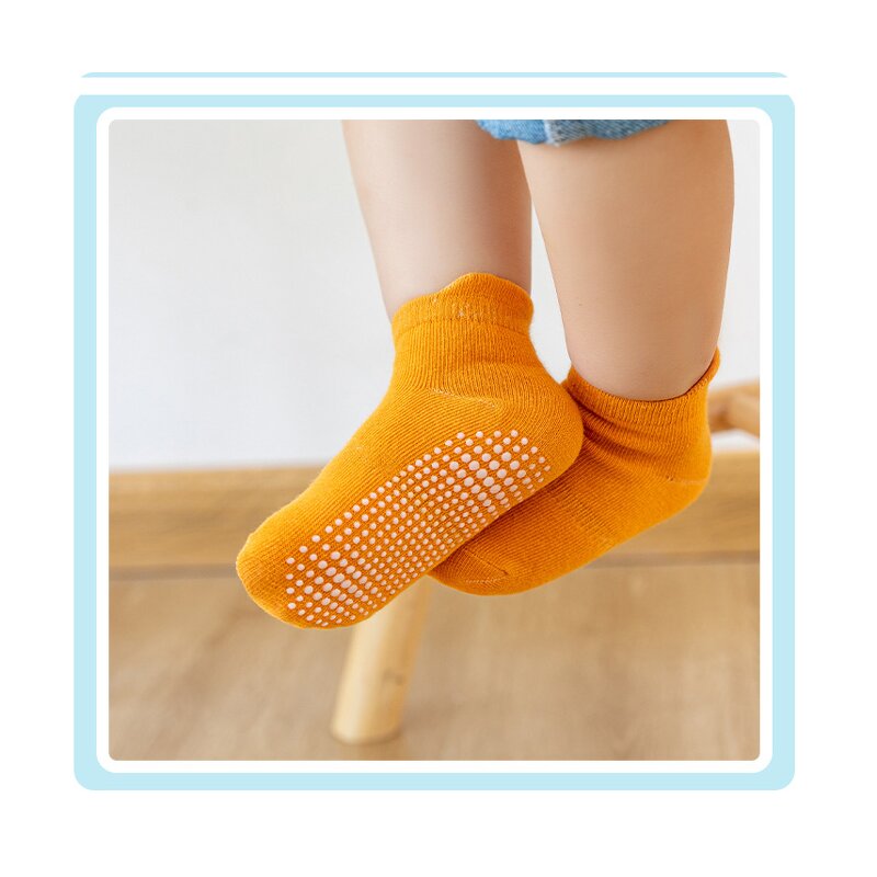 Wholesale Anti-Slip Cotton Socks for Children Infant and Baby Breathable and High-Ankle for Spring and Autumn Crawling
