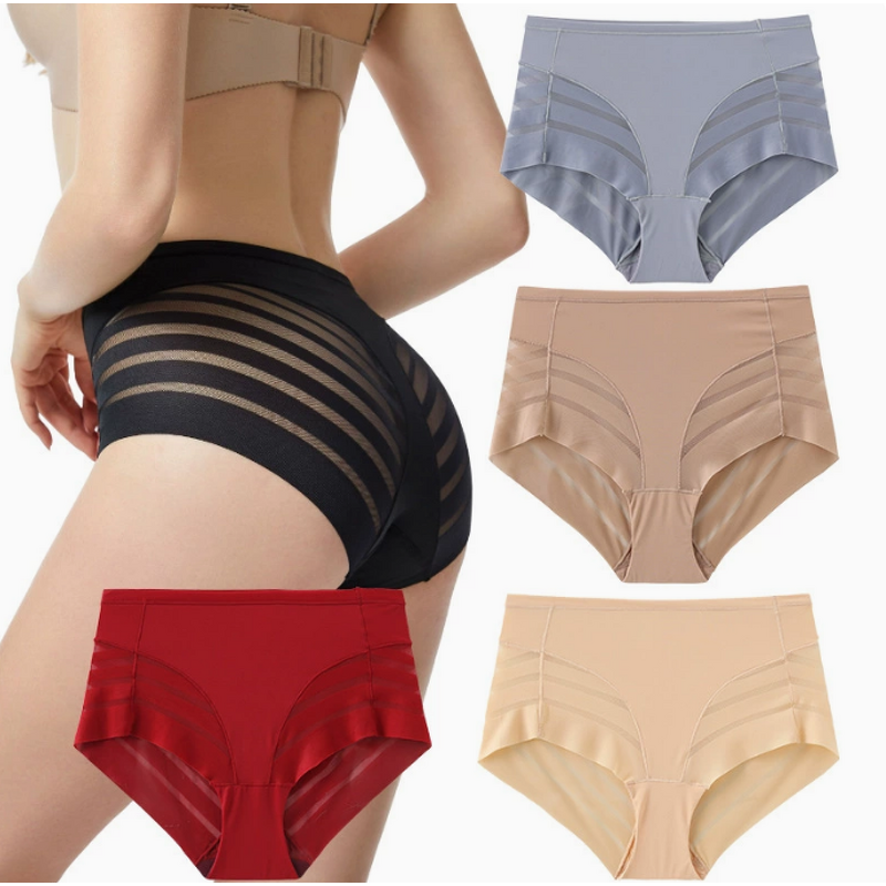 Women's High Waist Sexy Transparent Thongs XL Size Polyamide Mesh Strips Panties Low-Rise Thin Everyday Solid Knitted Plain Dyed