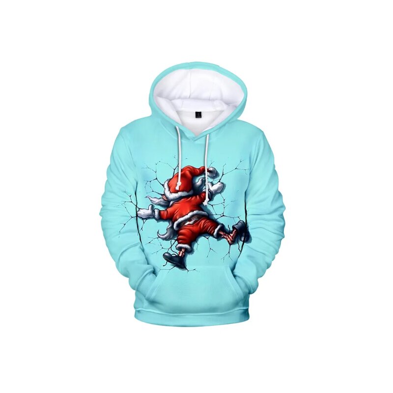 Autumn and Winter Christmas Hoodie 3D Print Santa Claus Hooded Sweatshirts Street Trend Leisure Pullover Hoodies Women CoatAutum