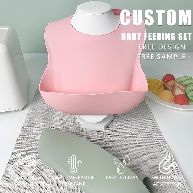 Baby Silicone Bib Manufacturer - Waterproof Feeding Set with Food Catcher