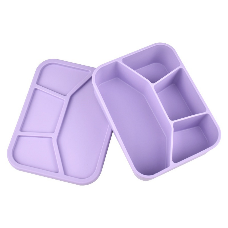 Silicone Bento Box Manufacturer - 4 Compartments Leakproof Lunch Container
