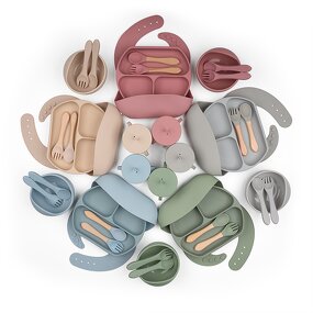 Baby Feeding Set Manufacturer - Wholesale Round Suction Plate Cup Bib Set