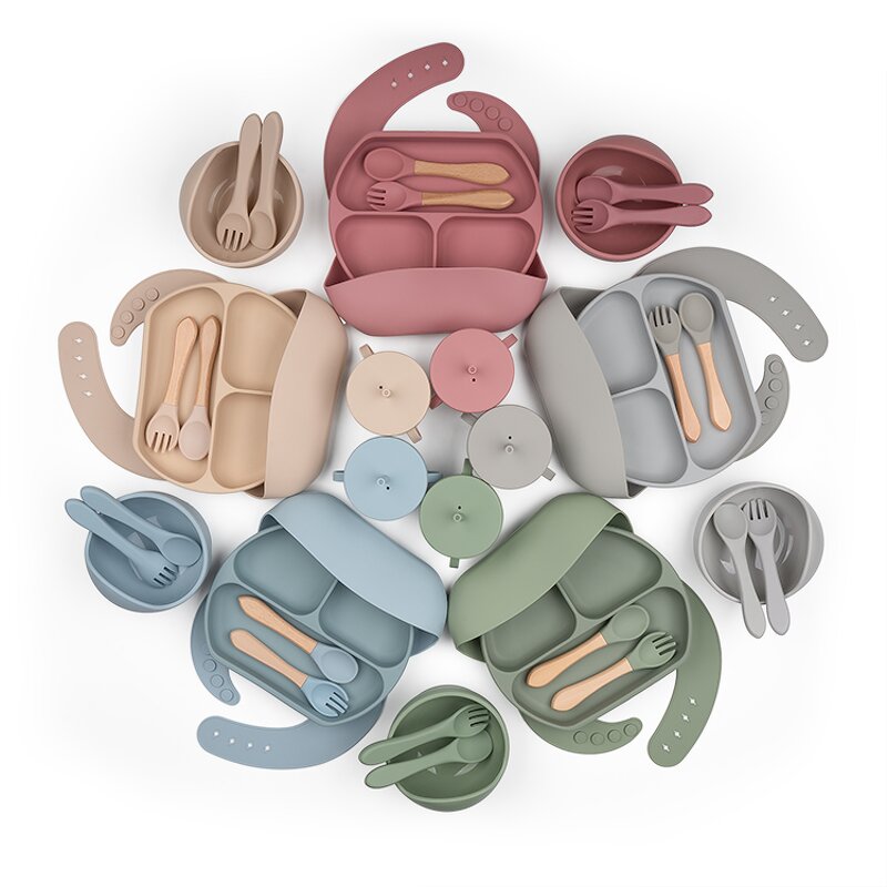 Baby Feeding Set Manufacturer - Wholesale Round Suction Plate Cup Bib Set