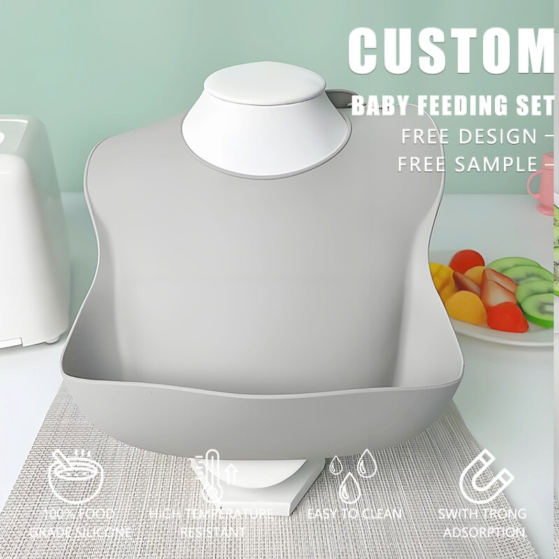 Silicone Baby Bib Manufacturer - Custom Logo Waterproof BPA Free Bib