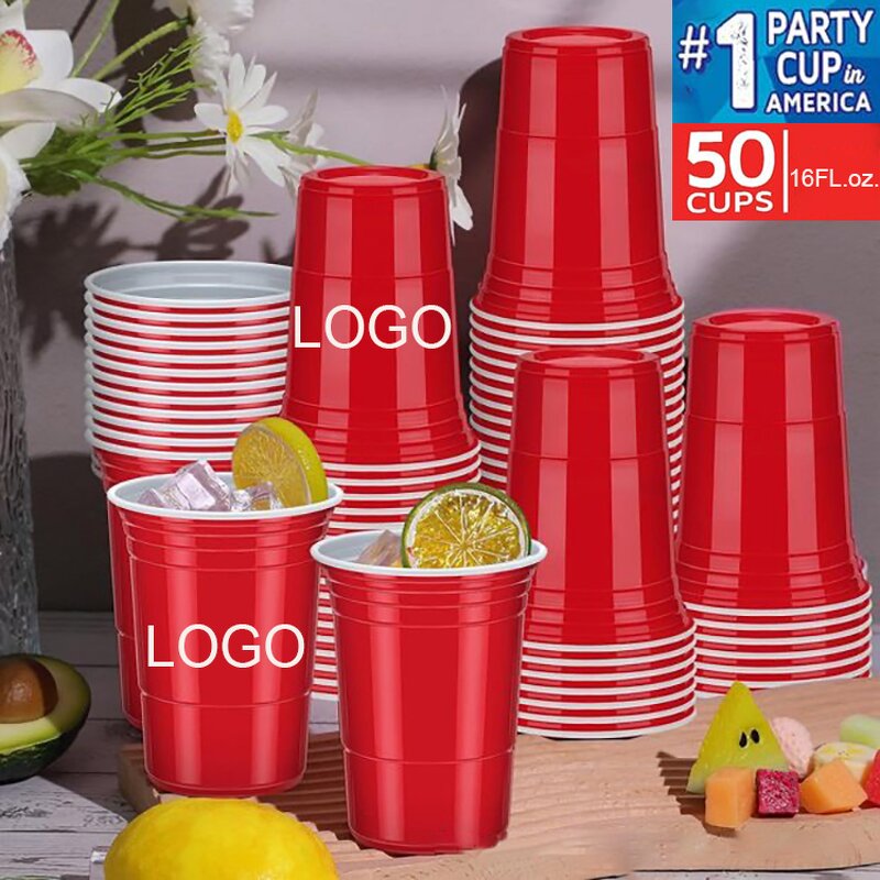 Disposable Plastic Stadium Cups Factory - OEM Design Custom Color Logo 8-40oz
