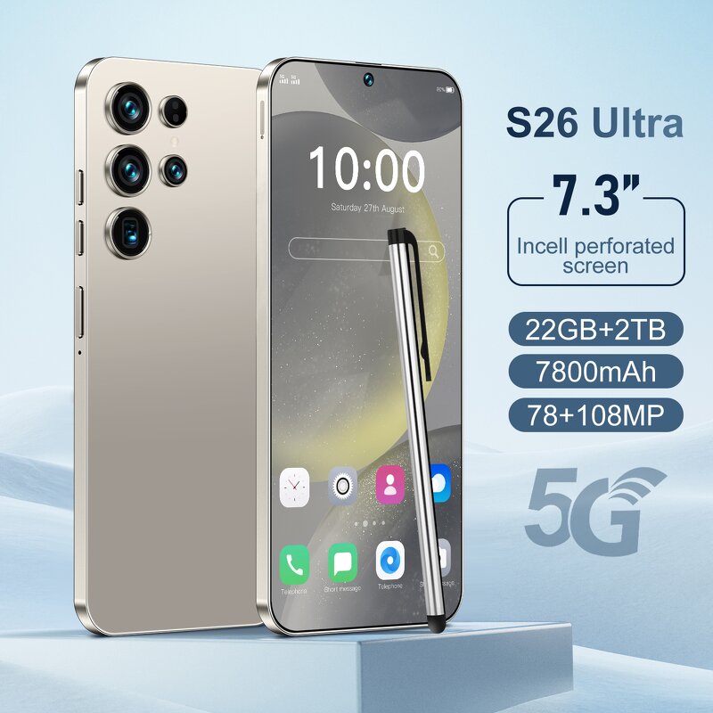 S26 Ultra Smartphone Manufacturer - 7.3in 22GB+2TB 108MP 5G Deca Core Bulk