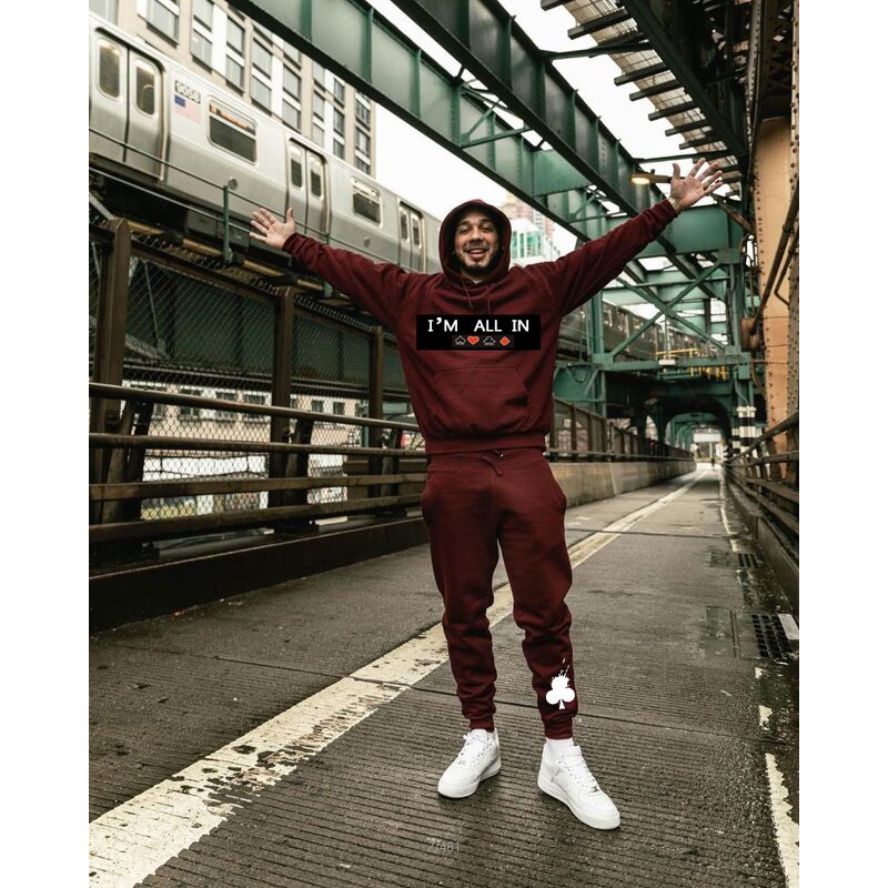 Tracksuit Set Manufacturer - Custom Logo Blank Solid Sweatpants Hoodie Set