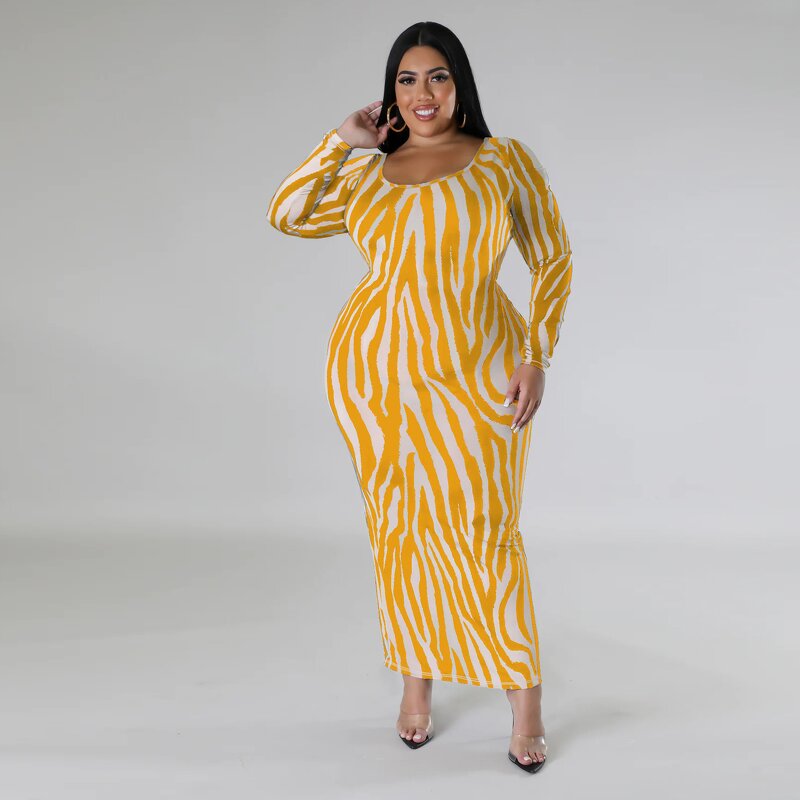 Plus Size Dress Manufacturer - Custom Zebra Print Cut Out Maxi Bodycon Dress