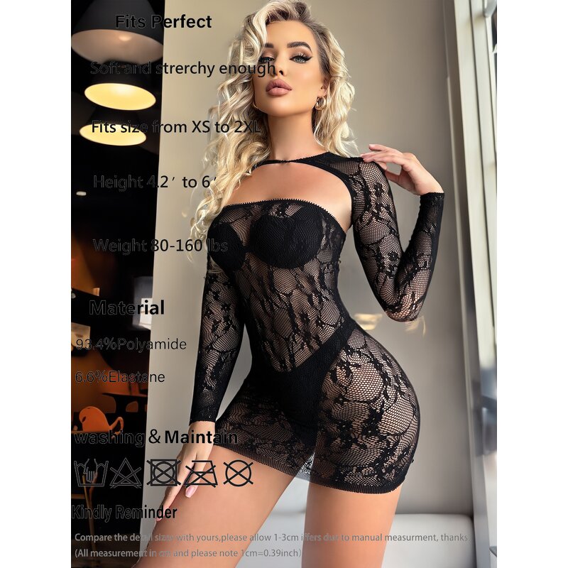 Lingerie Set Manufacturer - Women Transparent Lace Trim Floral Valentines Set