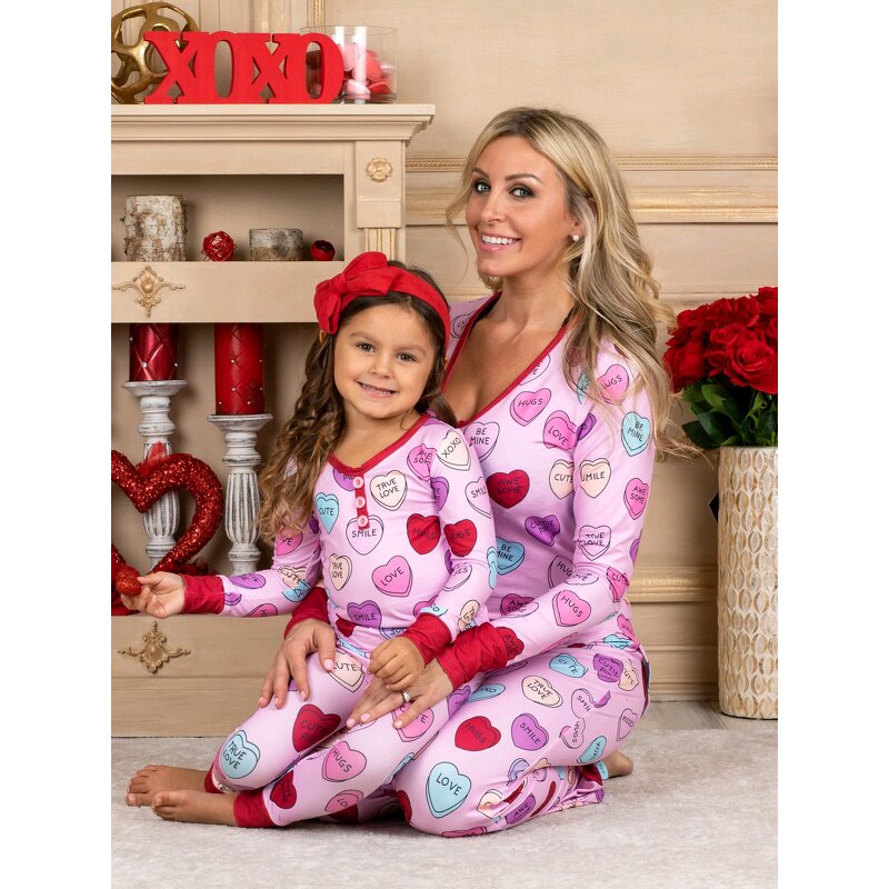 Pajama Set Manufacturer - Valentines Day Mother Daughter Matching Pajama Set