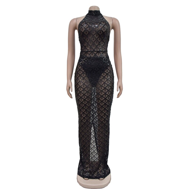 Evening Dress Manufacturer - Custom Sleeveless Elegant Beaded Black Party Dress