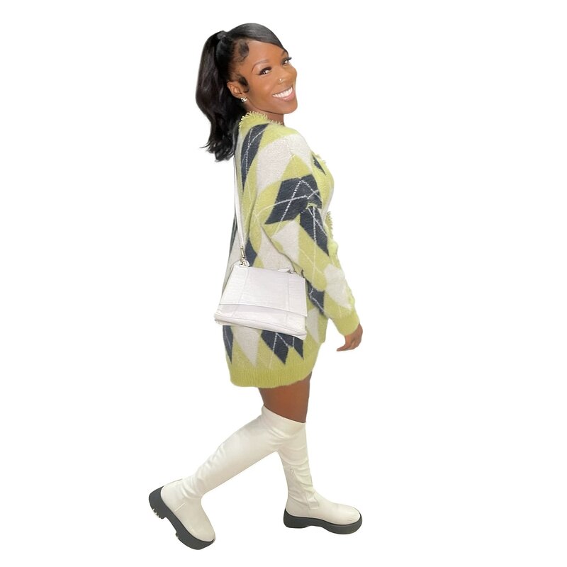 Women Cardigan Manufacturer - 2026 Autumn Patchwork V-neck Thick Knit Jacket