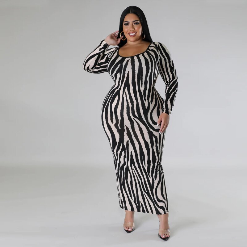 Plus Size Dress Manufacturer - Custom Zebra Print Cut Out Maxi Bodycon Dress