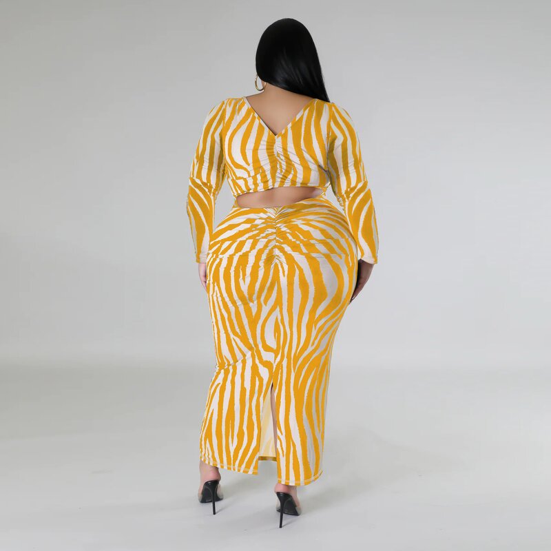Plus Size Dress Manufacturer - Custom Zebra Print Cut Out Maxi Bodycon Dress