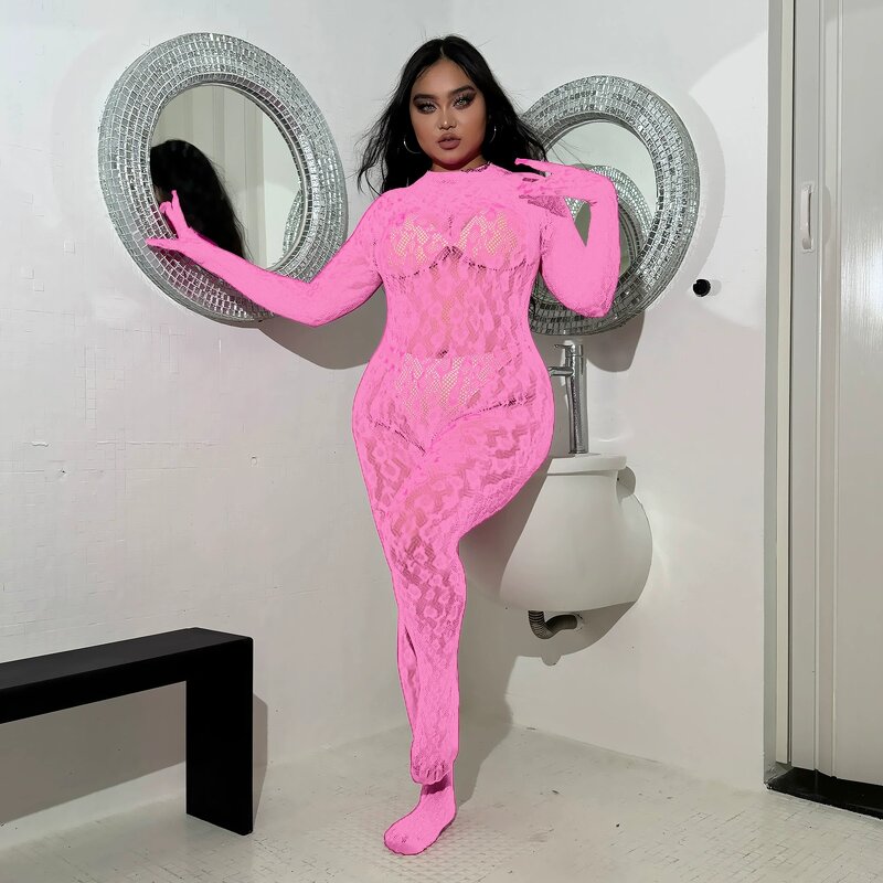 Body Stocking Manufacturer - Sexy Transparent Mesh Lace Plus Size Lingerie