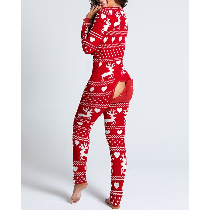 Pajama Set Manufacturer - Christmas Print Sexy Adult Onesie Pajamas