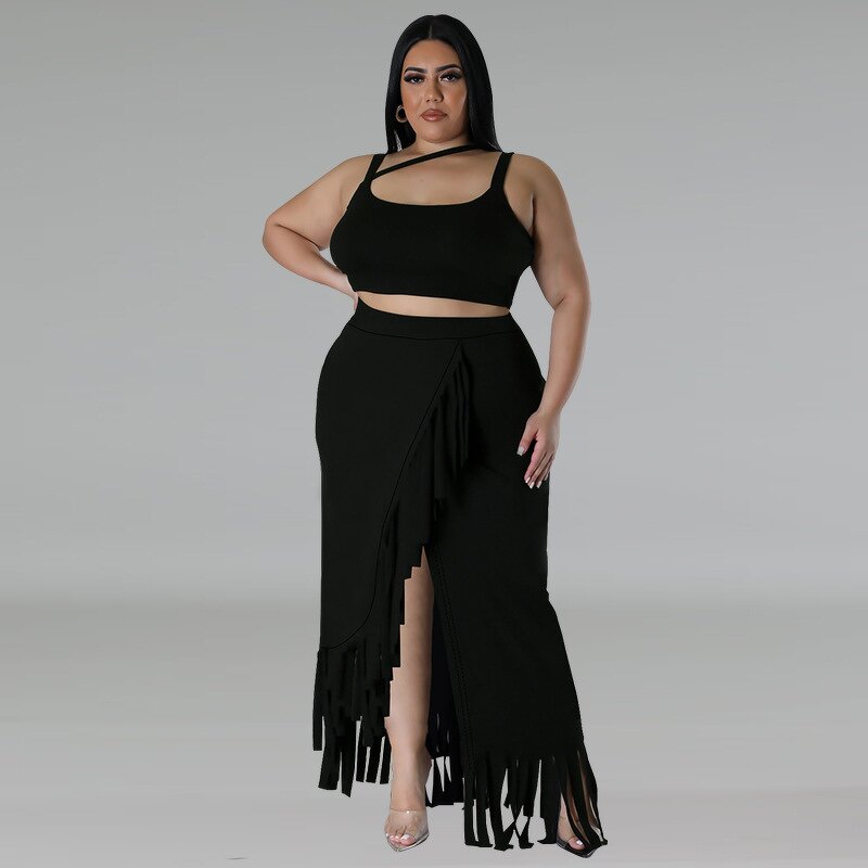 Plus Size Dress Manufacturer - Wholesale Irregular Tassel Summer Dress 5XL