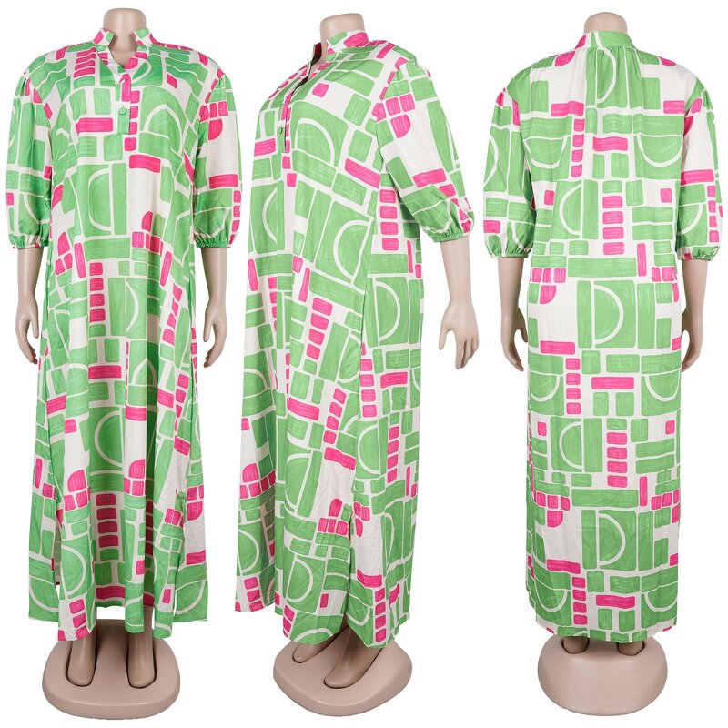 Plus Size Church Dress Manufacturer - Custom Half Lantern Sleeve Pocket Dress