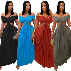 Party Dress Manufacturer - Custom One Shoulder See Through Mesh Maxi Dress
