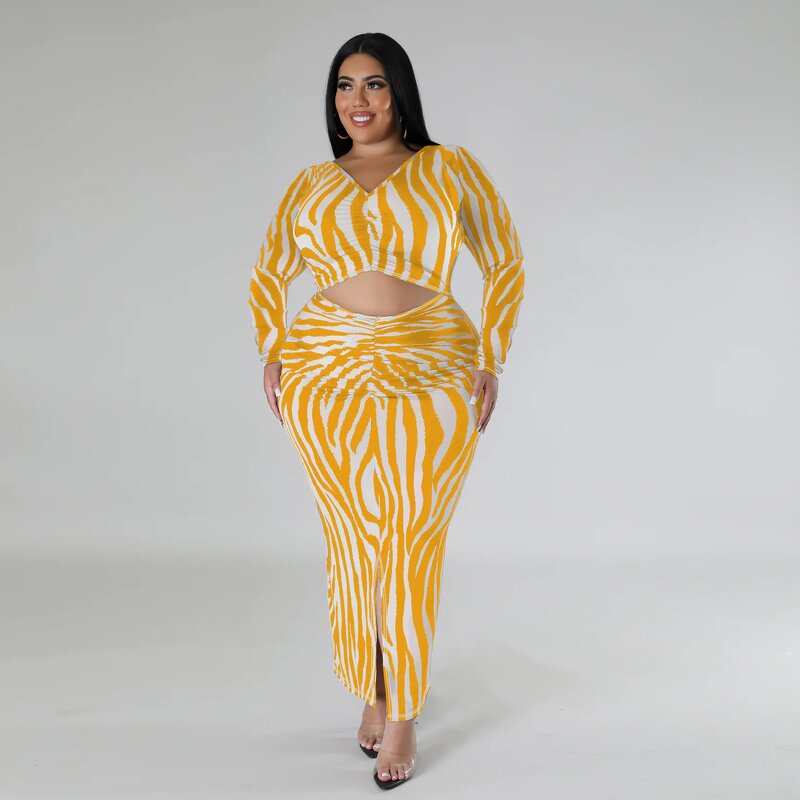 Plus Size Dress Manufacturer - Custom Zebra Print Cut Out Maxi Bodycon Dress