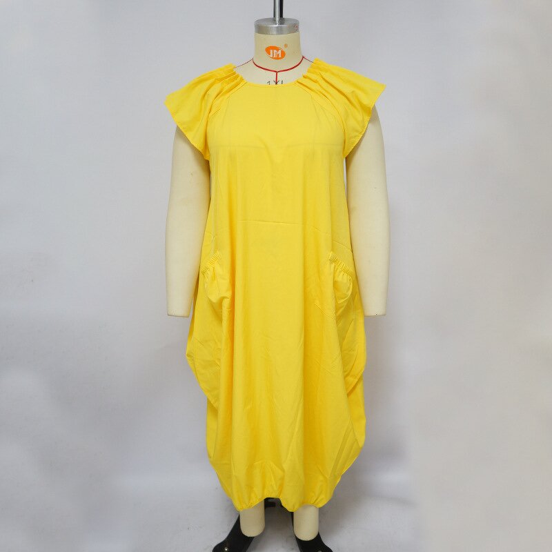 Plus Size Maxi Dress Manufacturer - Wholesale Loose Casual O Neck Pocket Dress