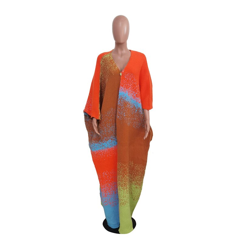 Long Cardigan Manufacturer - Thick Multi Color Patchwork Knitted Long Coat