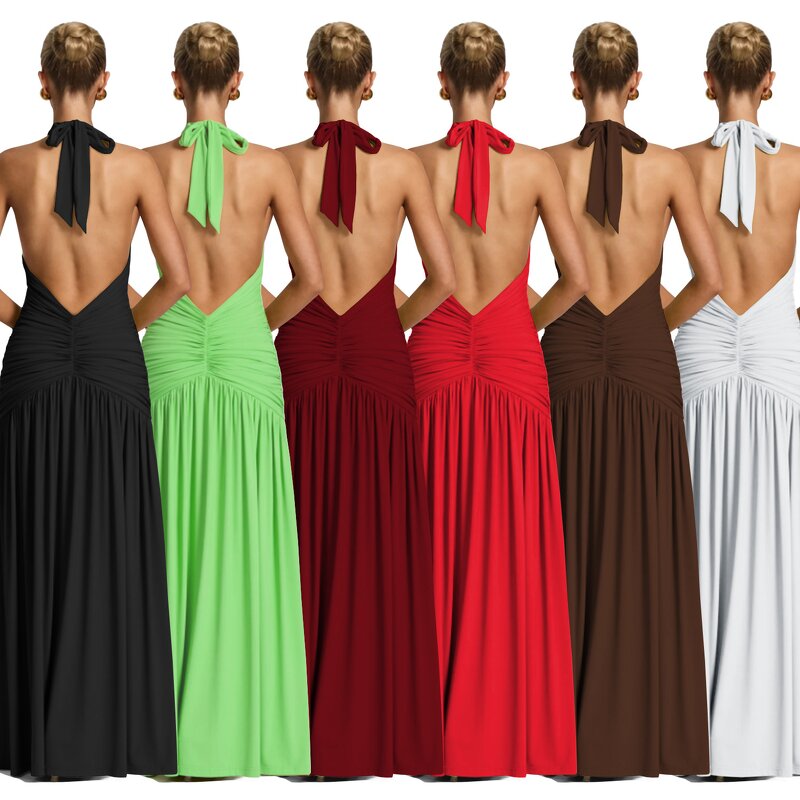 Halter Maxi Dress Manufacturer - Custom Asymmetrical Split Thigh Vacation Dress