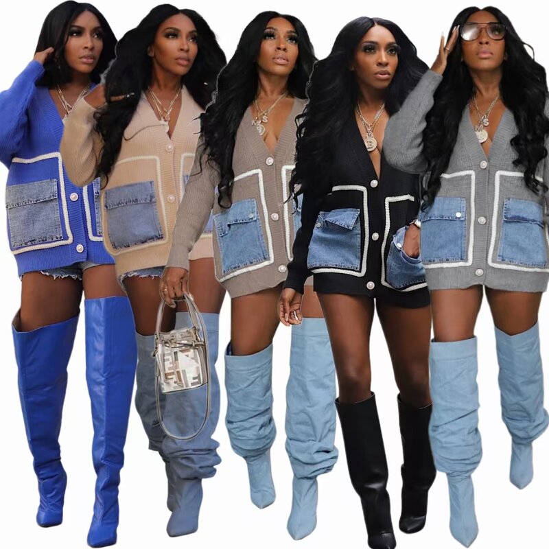 Cardigan Sweater Manufacturer - Custom Patchwork Slim Fit Button Up Sweater