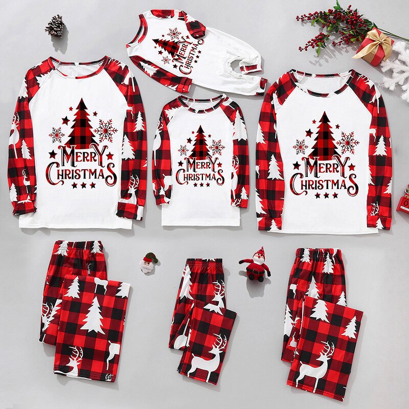 Christmas Pajamas Set Manufacturer - Custom Plaid Xmas Family Matching Pajamas Set