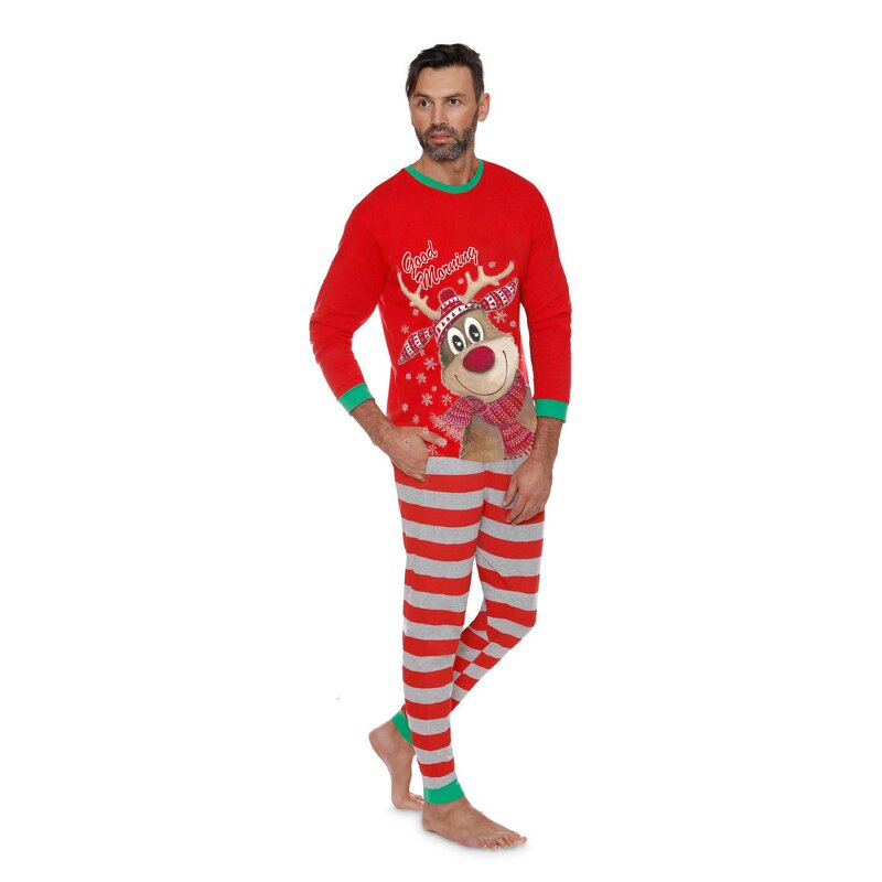 Family Pajamas Set Manufacturer - Custom Reindeer Print Two Piece Leisure Wear Set