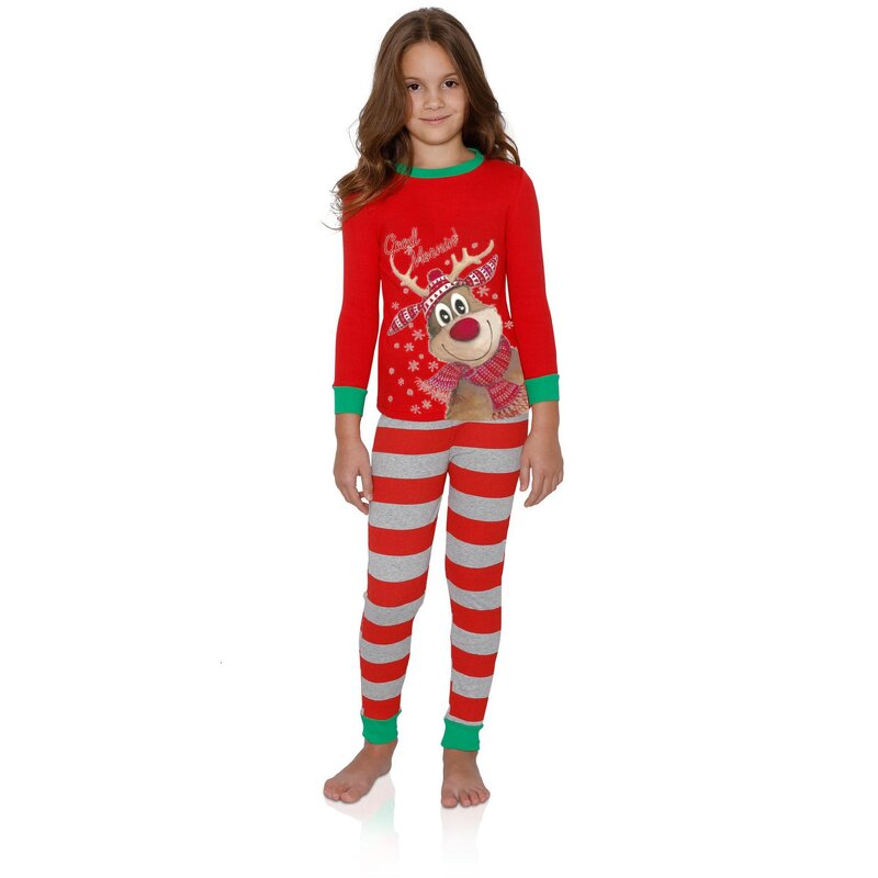 Family Pajamas Set Manufacturer - Custom Reindeer Print Two Piece Leisure Wear Set
