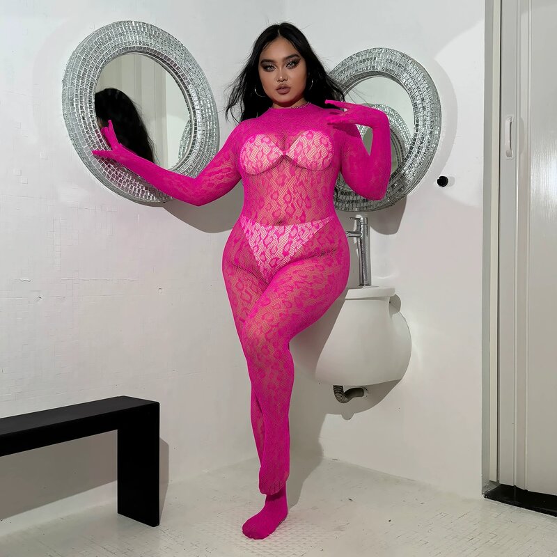 Body Stocking Manufacturer - Sexy Transparent Mesh Lace Plus Size Lingerie