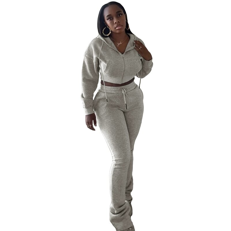 Women Sweatsuit Manufacturer - Wholesale Hoodie Crop Top Jogger Pants Set