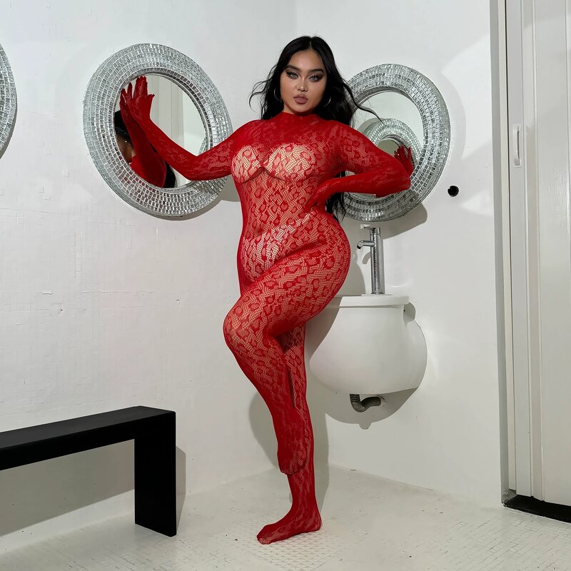 Body Stocking Manufacturer - Sexy Transparent Mesh Lace Plus Size Lingerie