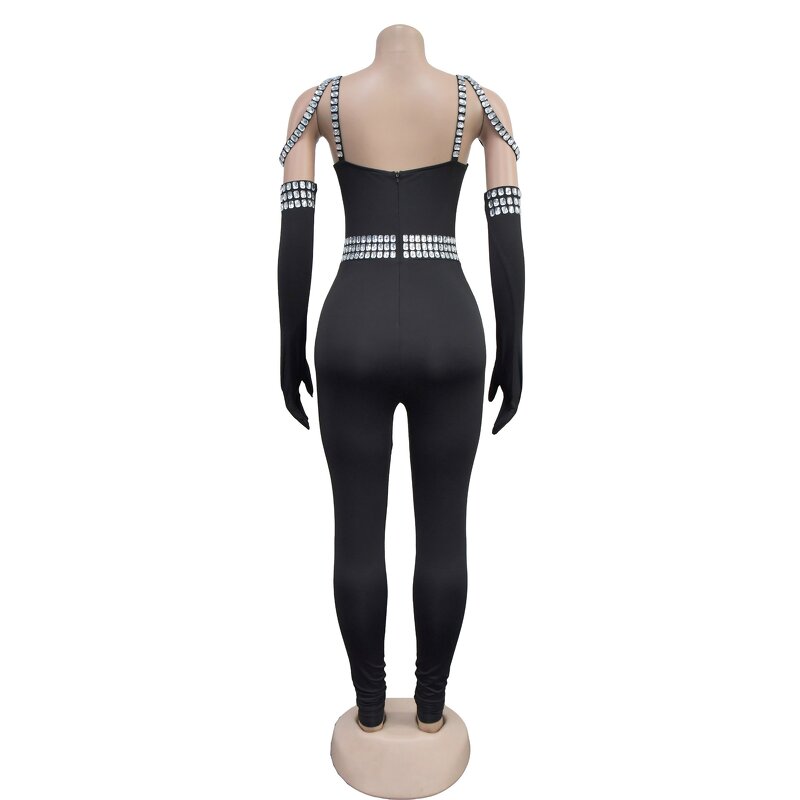 Evening Jumpsuit Manufacturer - Custom Luxury Bead Queen Sleeveless Bodycon Jumpsuit