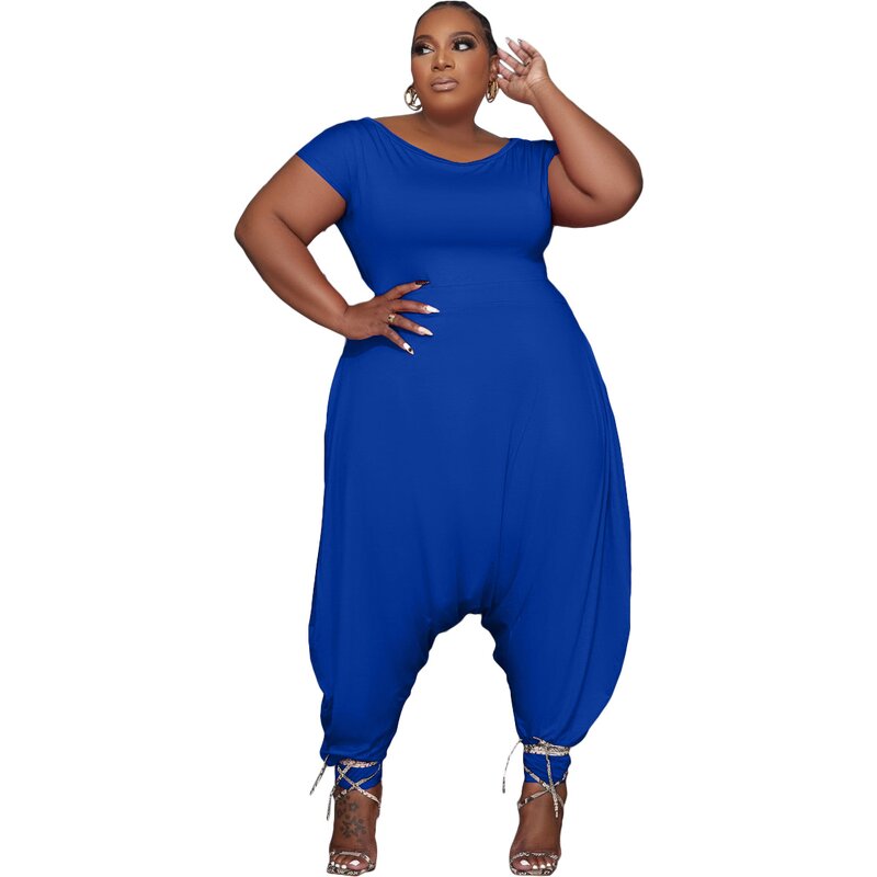Plus Size Jumpsuit Manufacturer - Wholesale Wide Leg Romper Bodysuit 4XL