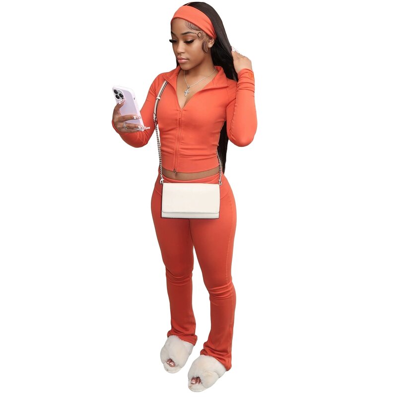 Women Tracksuit Set Manufacturer - Fall 2025 Micro-flared Pants Sweatshirt Set