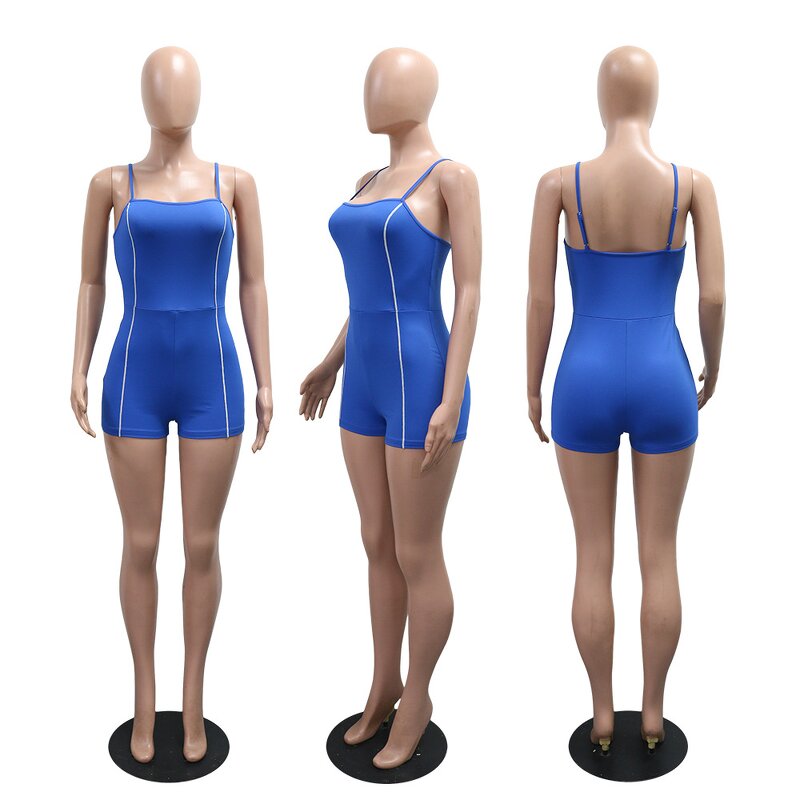 Women Jumpsuit Manufacturer - Custom Spaghetti Strap Bodycon Short Jumpsuit